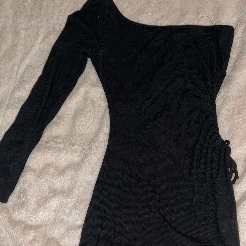 Heart Hips Black Long-Sleeve Ruched Bodycon Dress